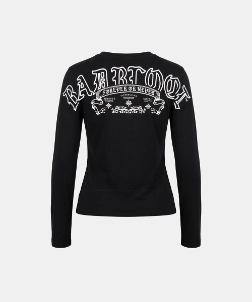Mystic Print Fitted Long Sleeve T-Shirt - Black