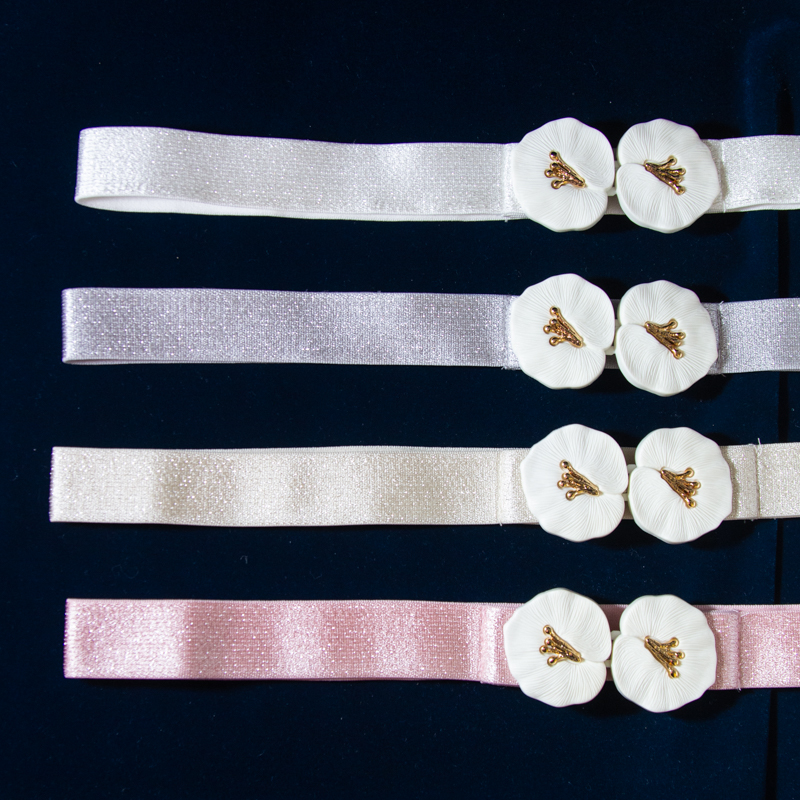 (Last Batch)Vintage Elegant White Flower head Belt - Beige/White/Grey/Pink