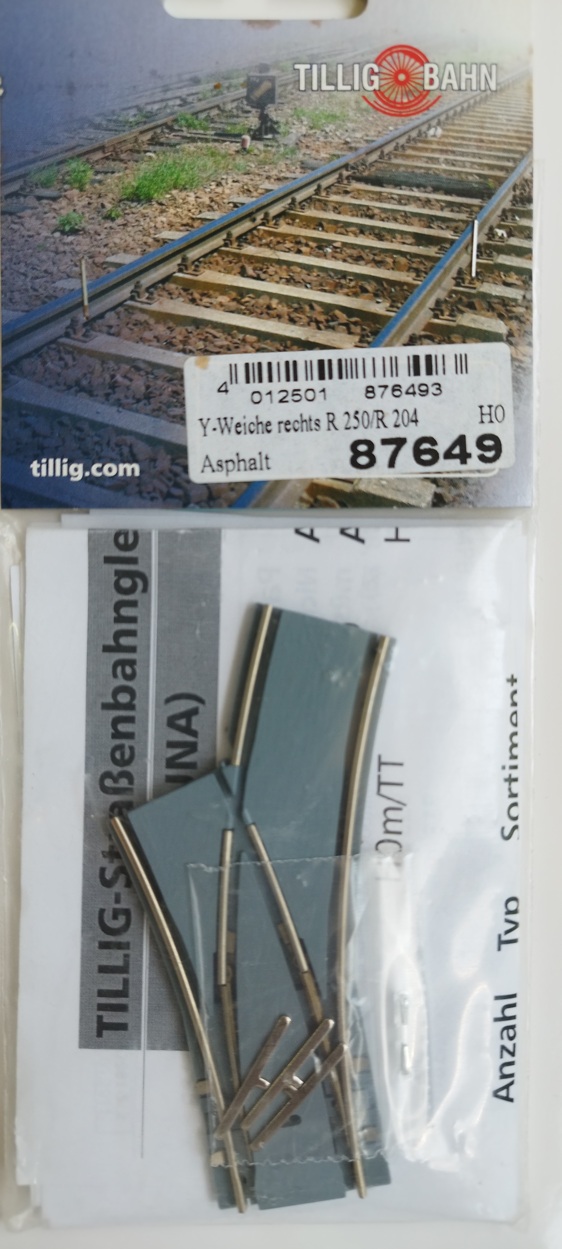 Tillig LUNA HO 單軌分差向右波口 1:87 Single-track branches bitumen/concrete 馬路路軌•城市輕軌•電車路軌