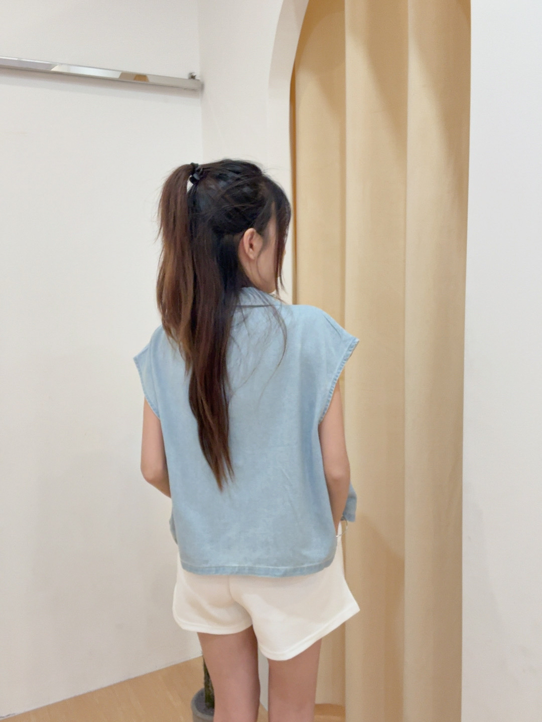 飞袖翻领薄牛仔外套上衣 R2962