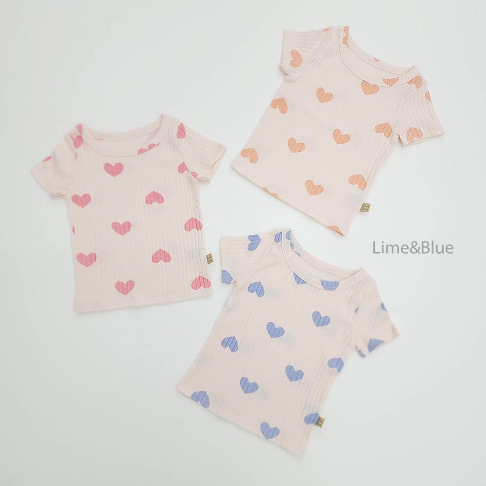 Modal Heart Ribbed Short-Sleeve Set