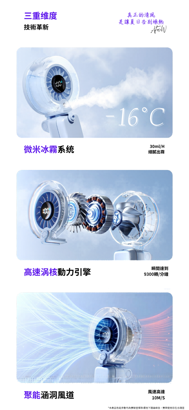 夏日救星II: 手持夾傘噴霧風扇 (冰川白) [預計 : 6月中至尾發貨]