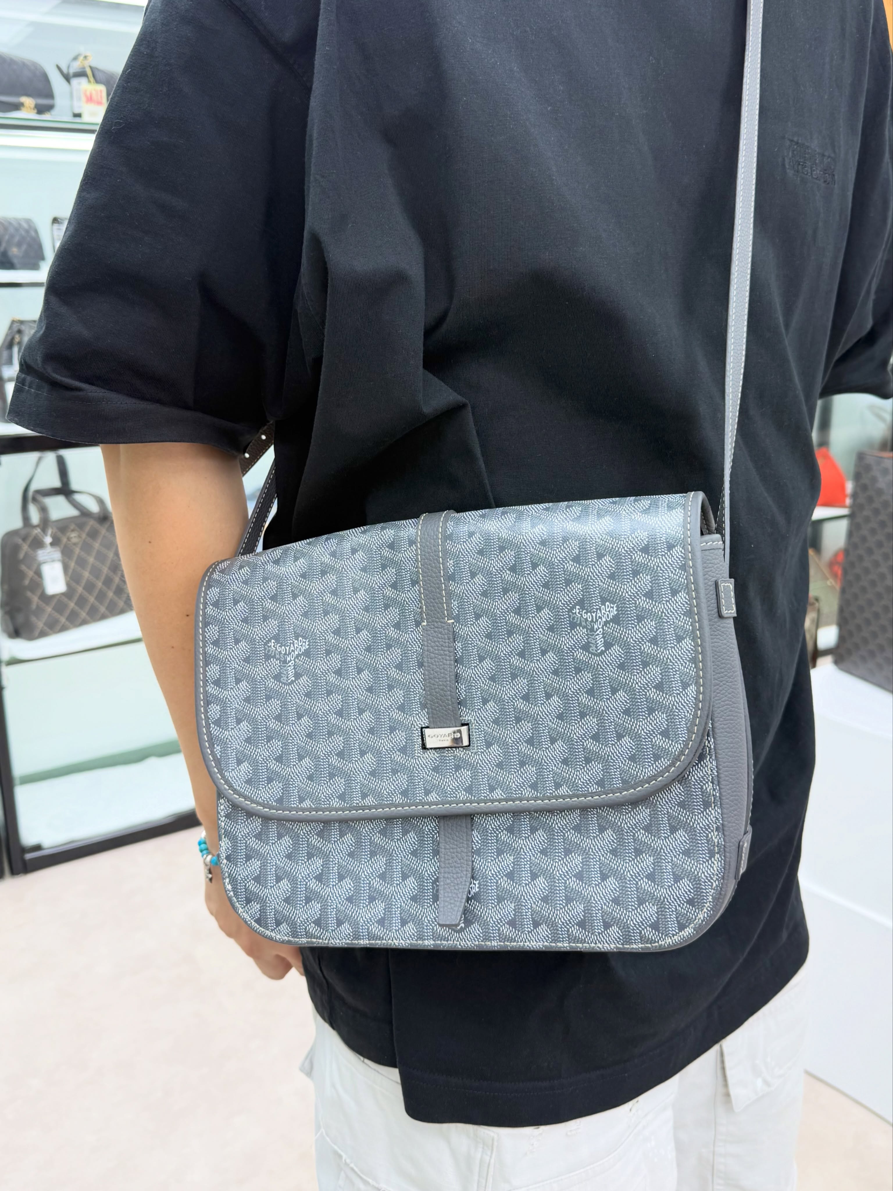 Goyard 👜 PRE OWNED 🛍️灰色郵差包mm size🩶
