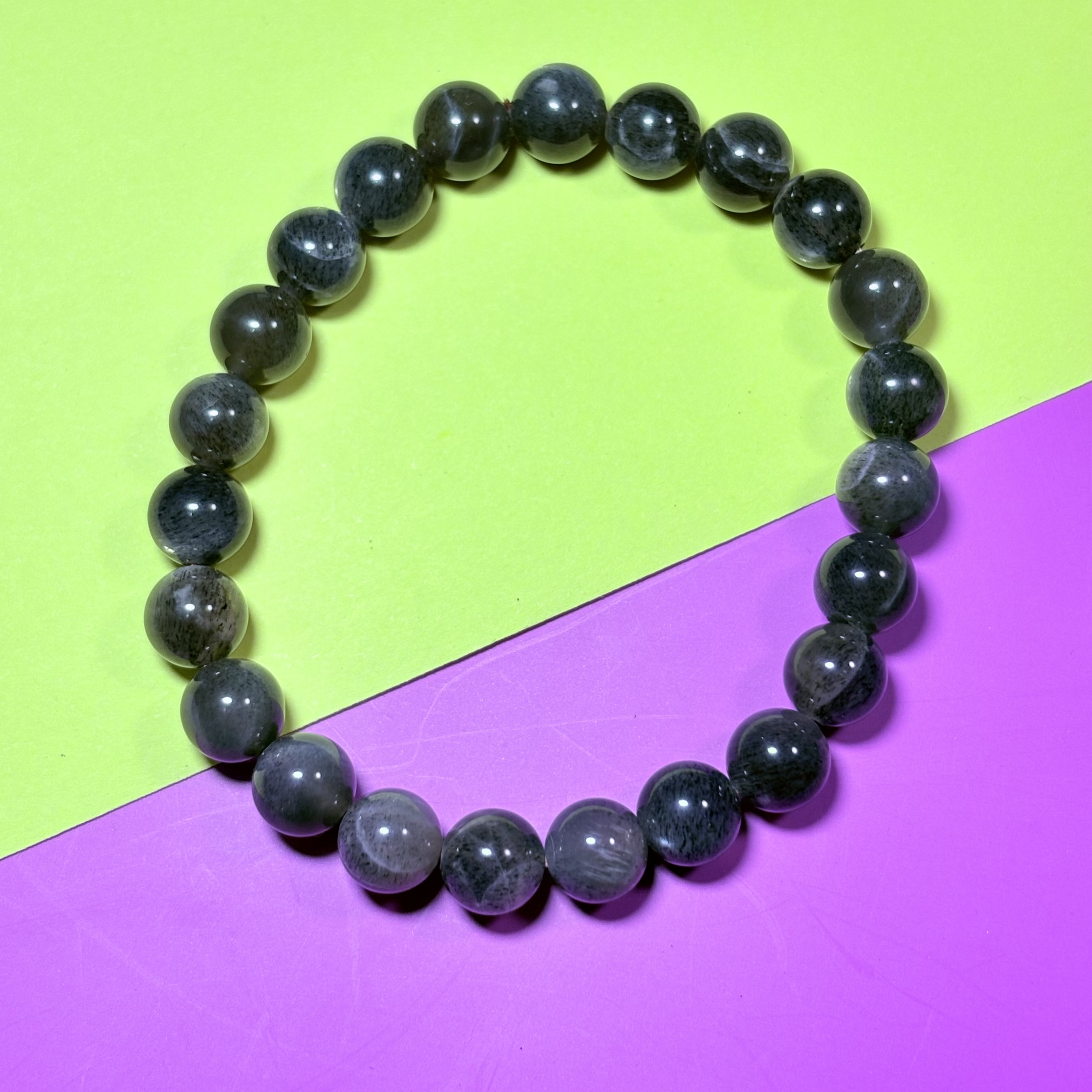 8mm太歲石黑幹體黑太陽石手串No.3025