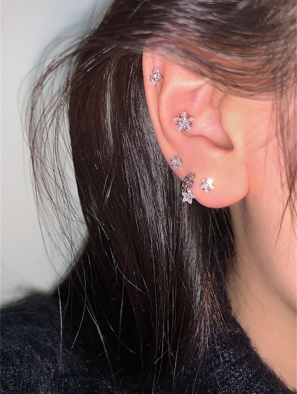 星星锆石耳钉