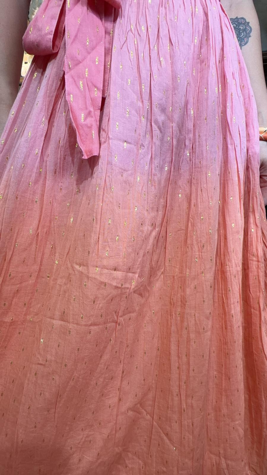 2492 Pink Orange sunset gradient Sleeveless Belt OP 45"