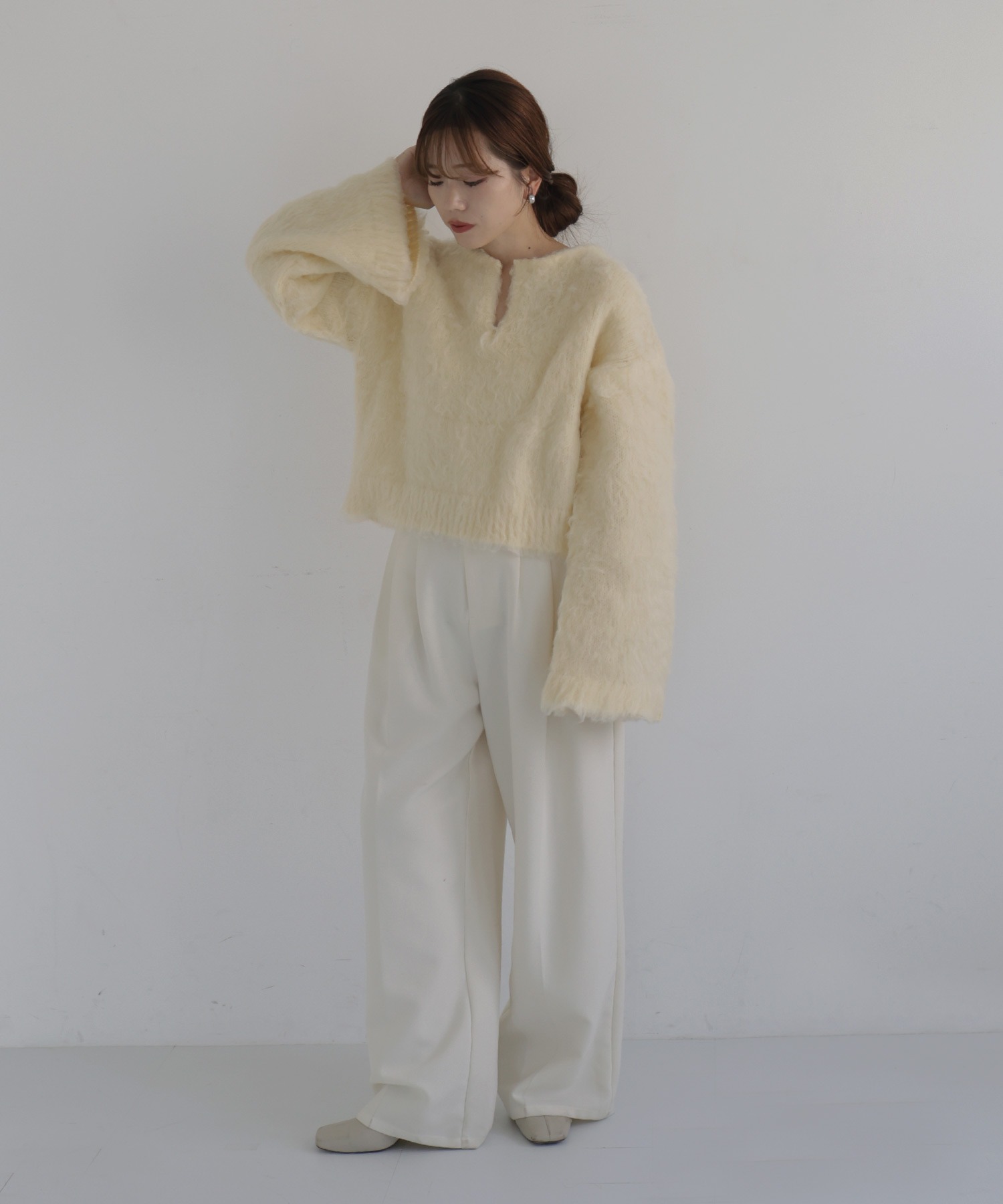 慵懶感 V領長毛針織衫【JT017】