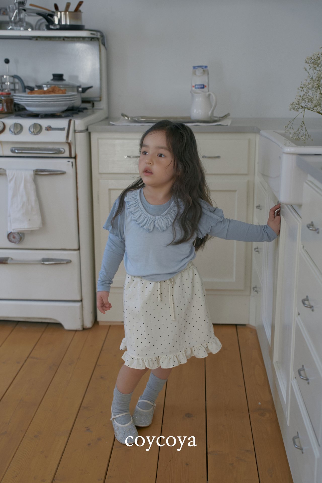 🌸預訂 韓國直送🌸🇰🇷COYCOYA兩色波點荷葉邊半身裙