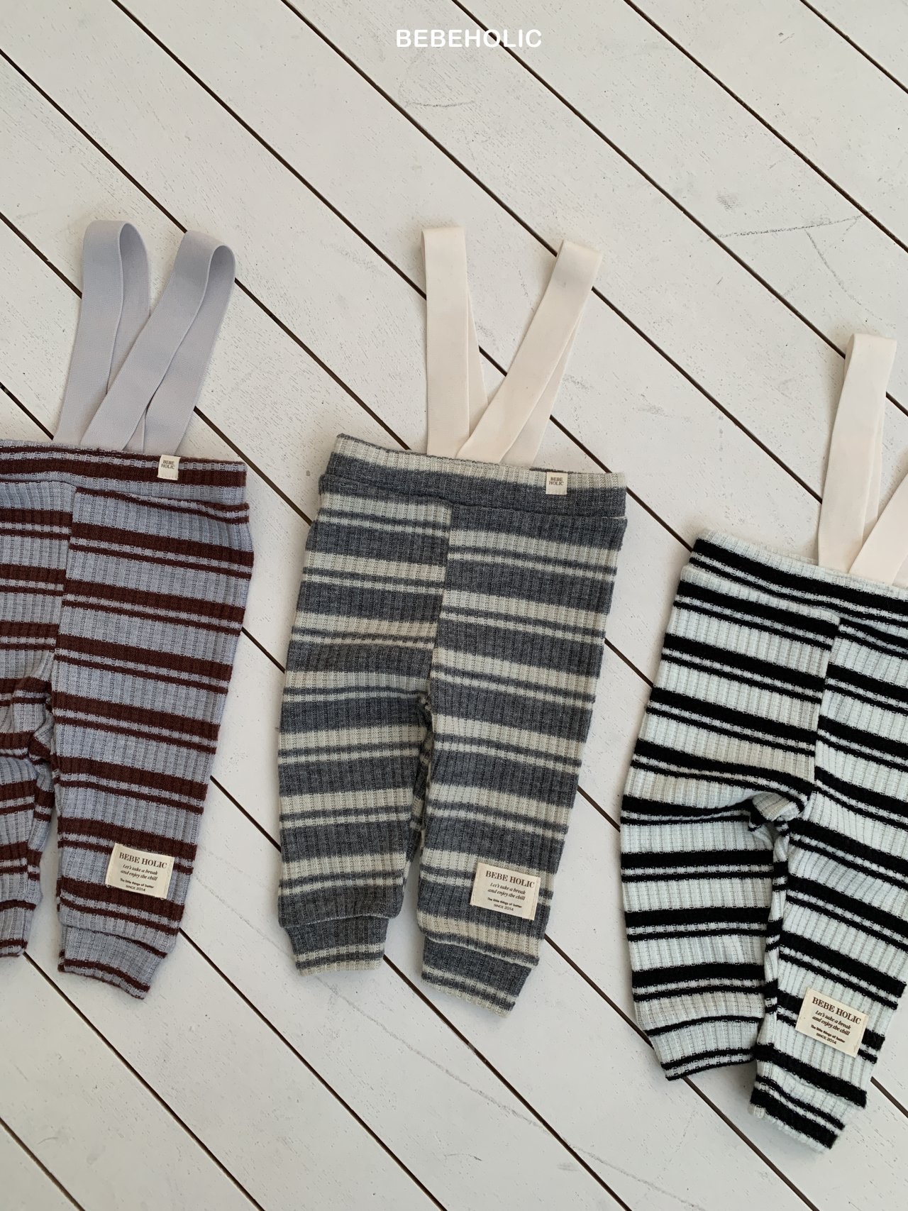 🌸預訂 韓國直送🌸🇰🇷BEBEHOLIC三色撞色條紋吊帶褲