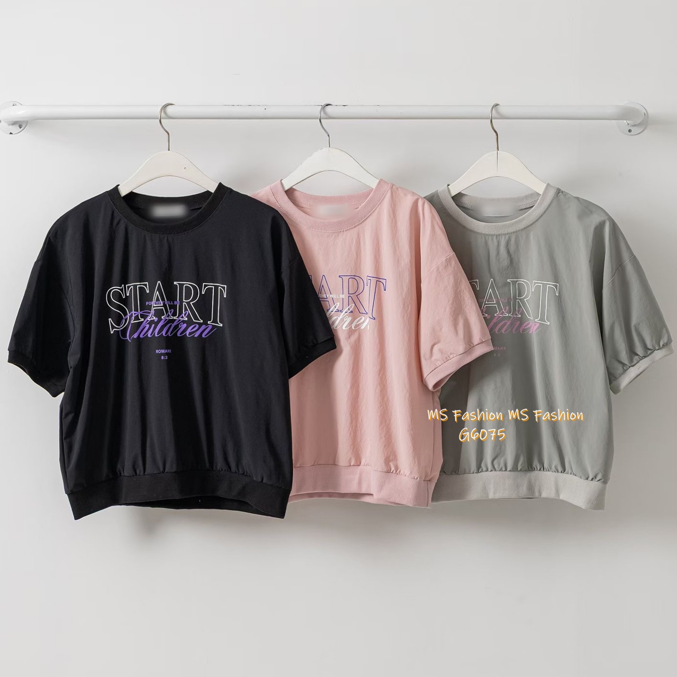 G6075 韓國🇰🇷拼色字母print top