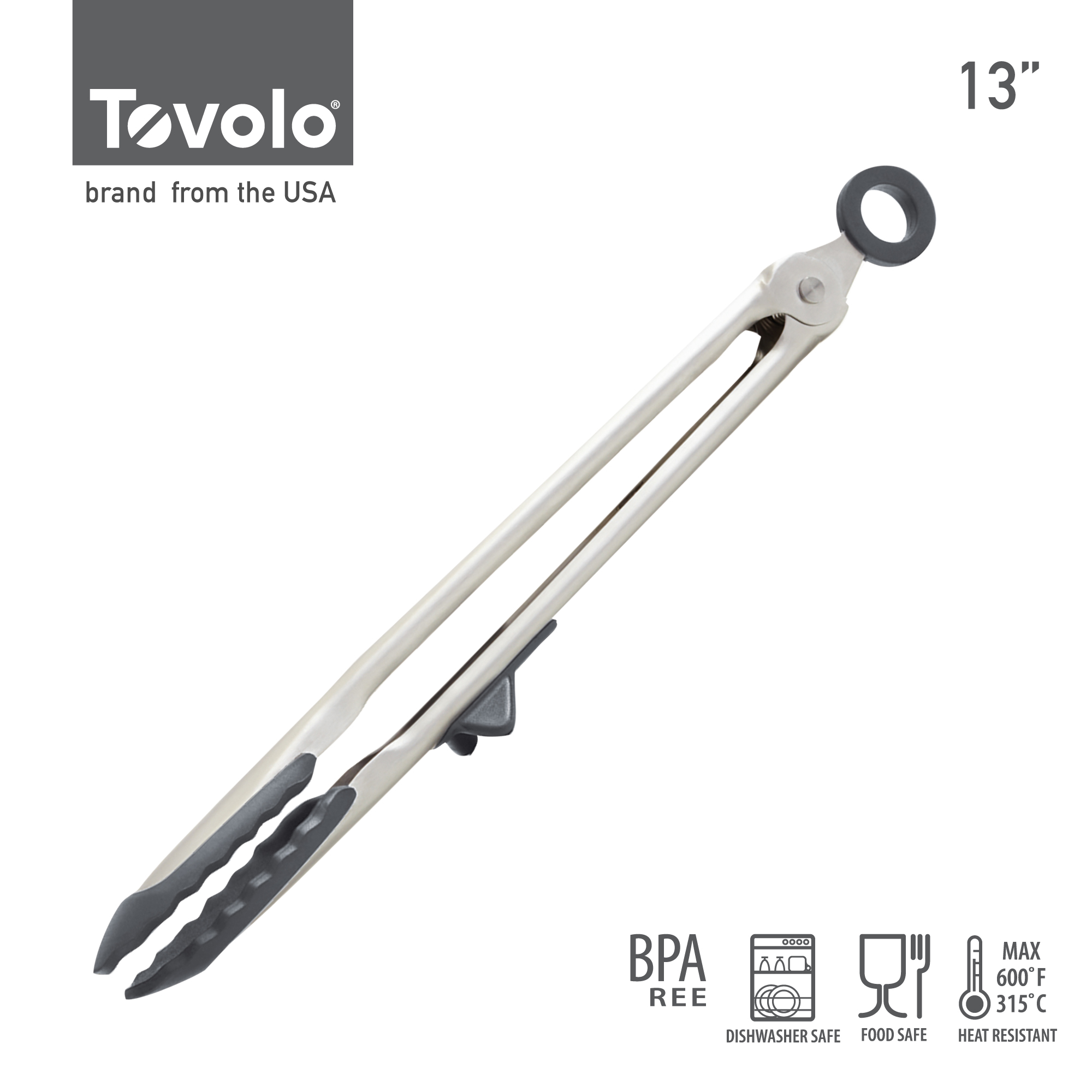TOVOLO 不銹鋼矽膠食物夾 (深灰 / 青醬綠 /辣椒紅色) | TIP TOP TONGS （CHARCOAL  GREY / PESTO / CAYENNE)