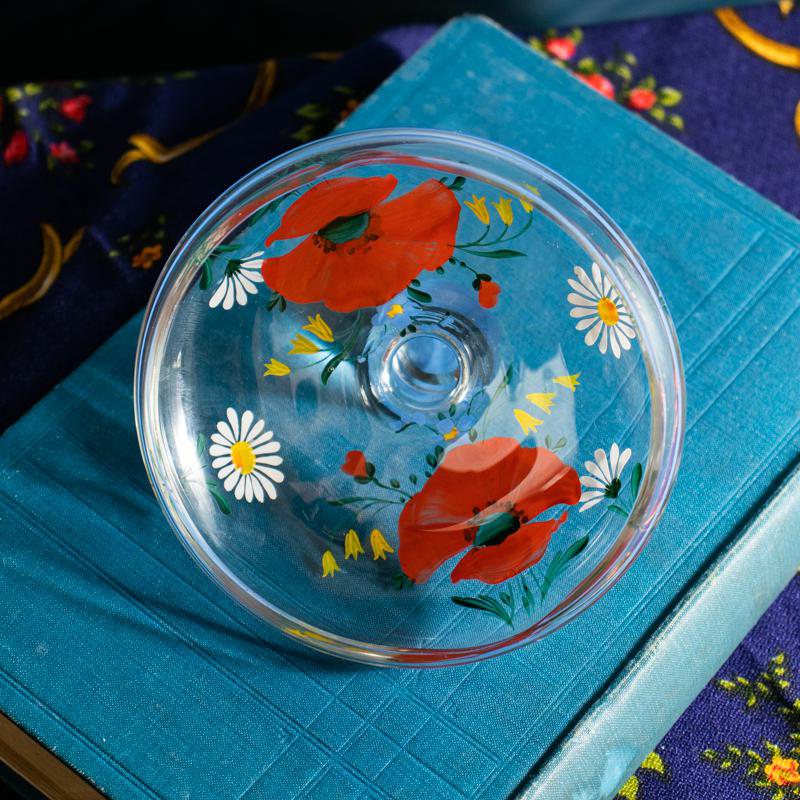 C.a. 1920s Art Deco Czechoslovakia Hand-painted Folk Floral Pattern Bowl with Lid (GE007)