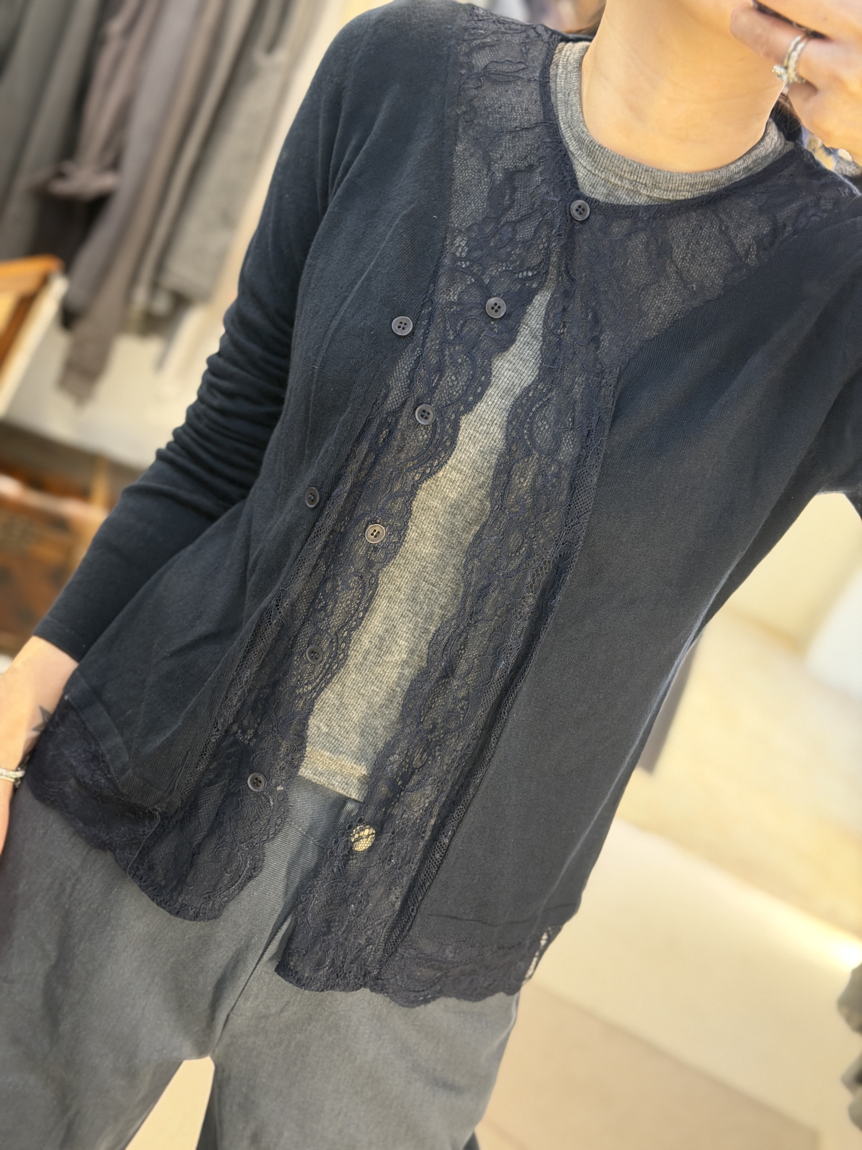 Navy soft lace cardigan