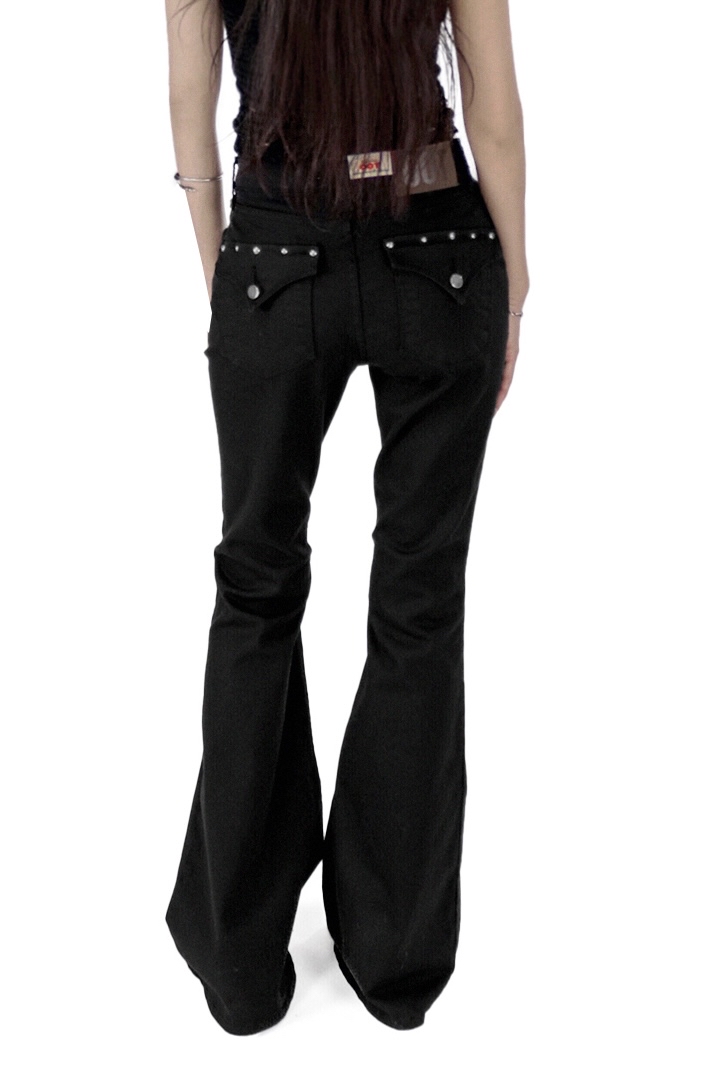 Studded Flap Pocket Bootcut Pants