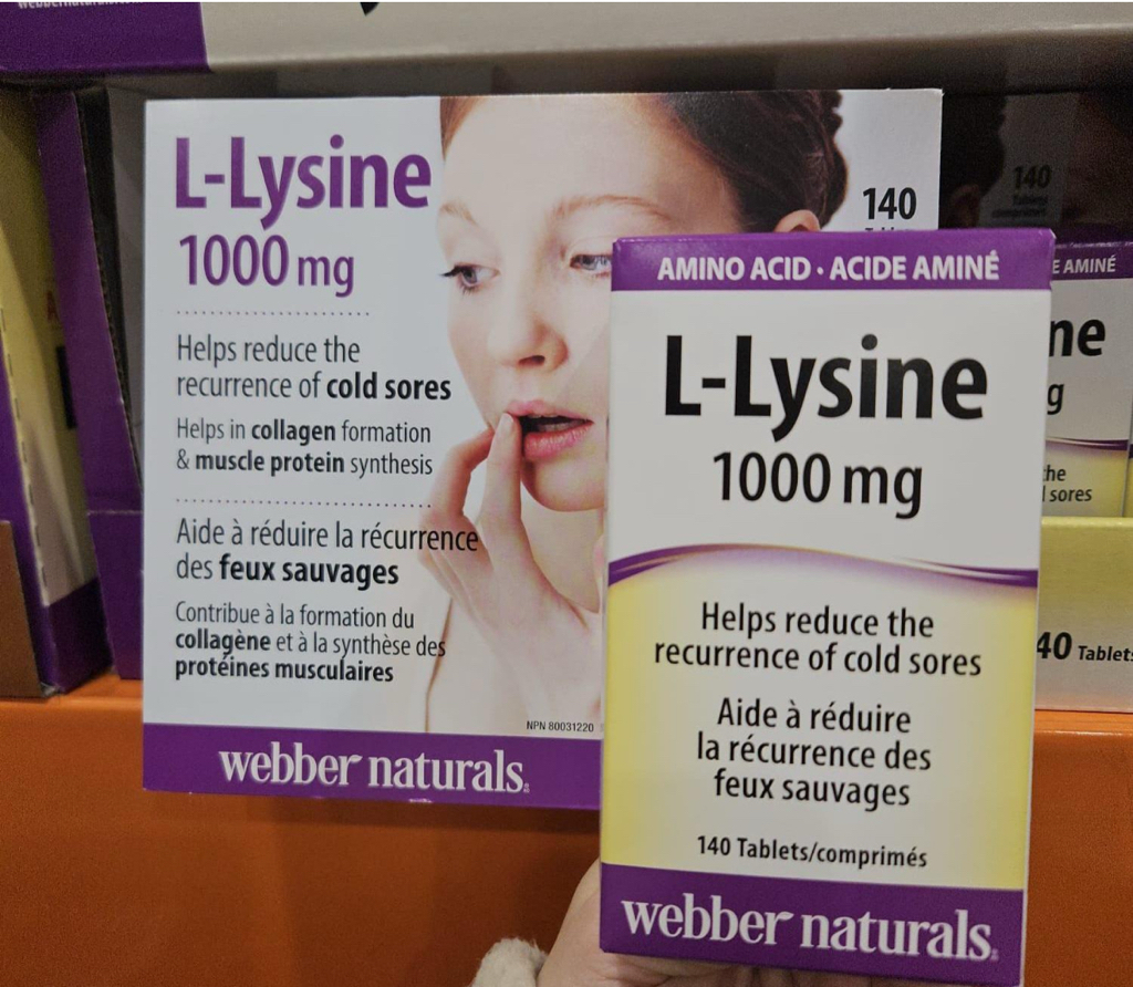 加拿大限時特價優惠中 100 Webber Naturals L-lysine 左旋離氨酸1000mg (140粒）*