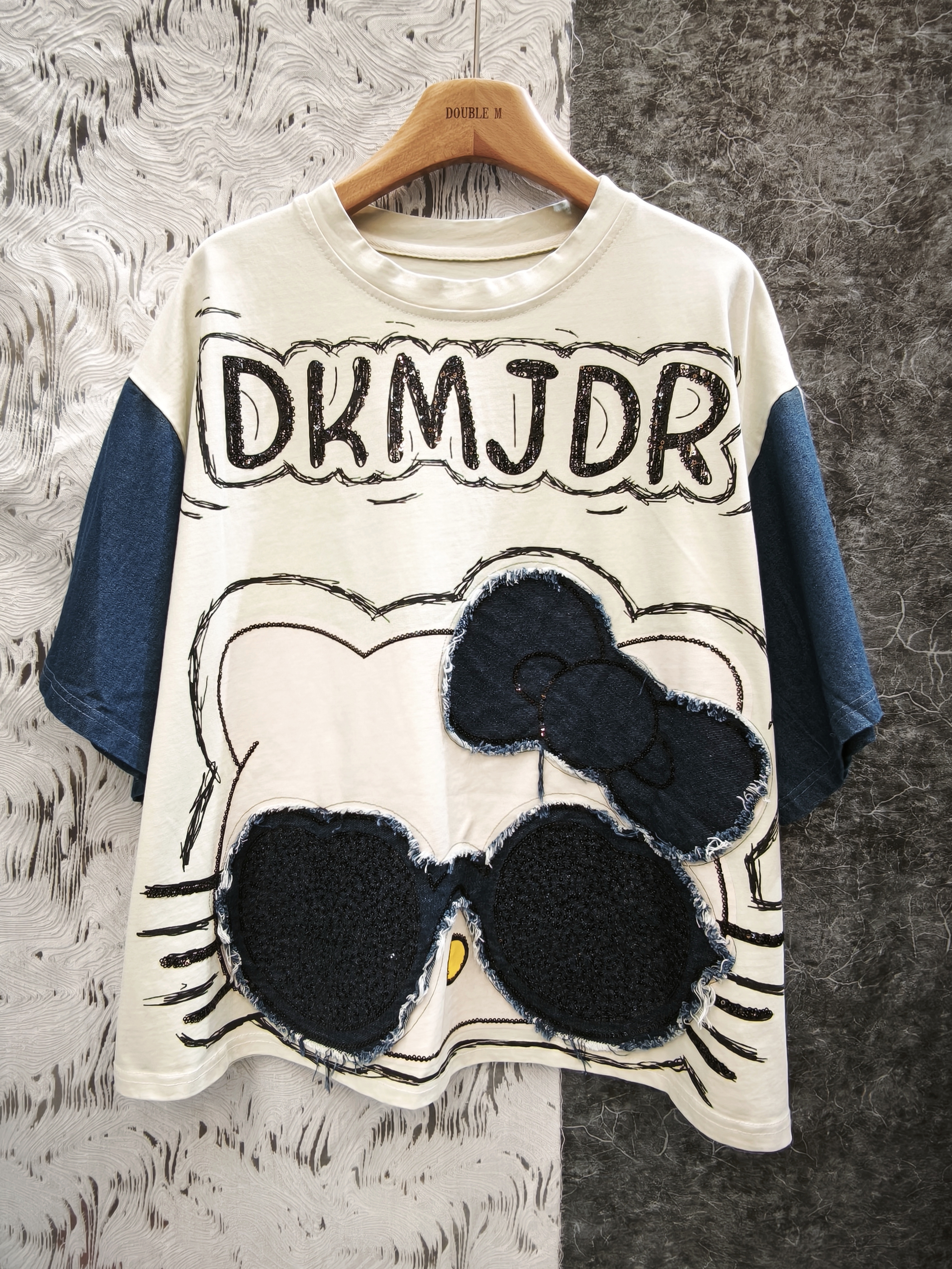 拼接牛仔吉蒂貓