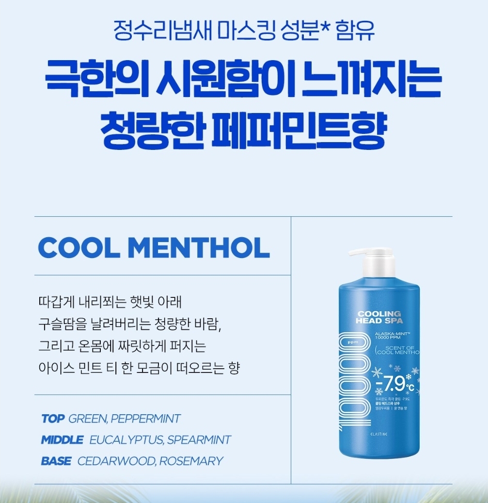 🌿 ELASTINE Cooling Head Spa 10000 Cool Menthol Shampoo 1L