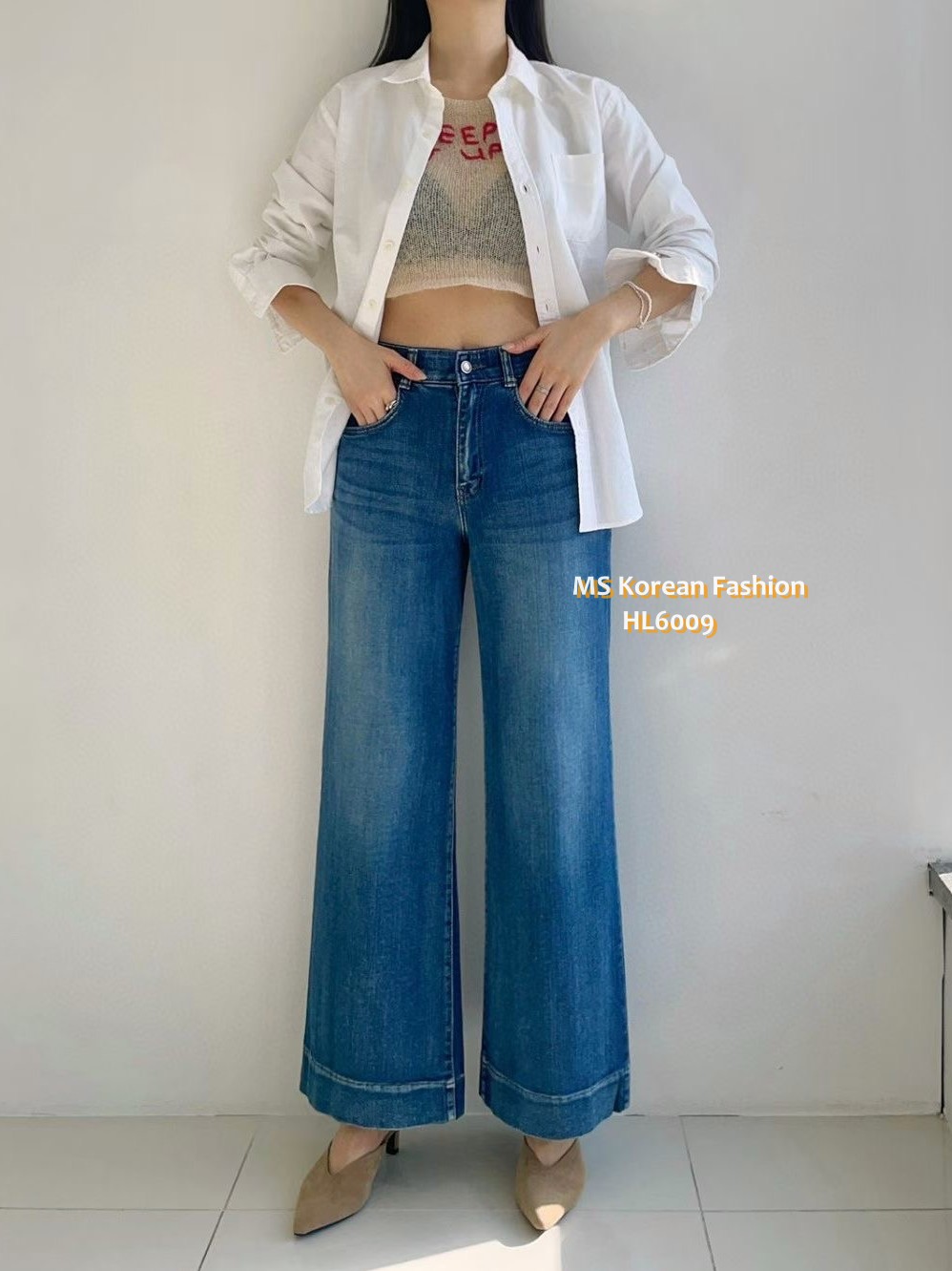 HL6009 韓國🌼Howluk靚洗水九分闊筒牛