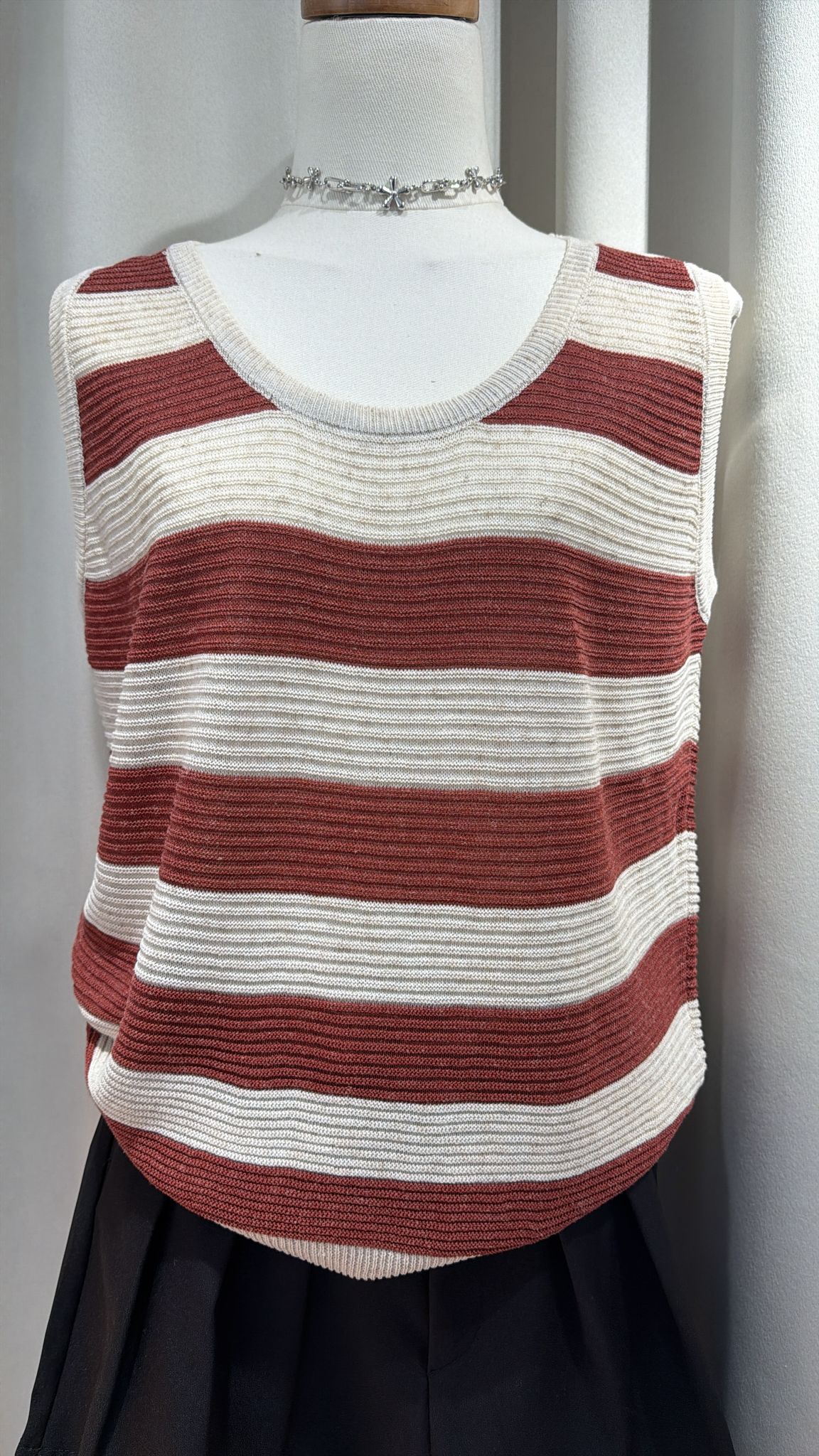 復古條紋針織背心