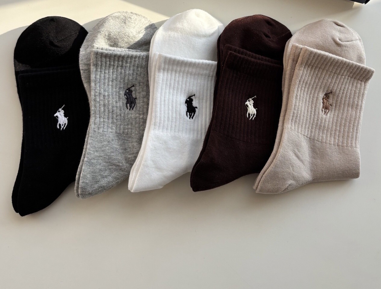 POLO RALPH LAUREN 駿馬刺繡純棉中筒襪（一套5對）