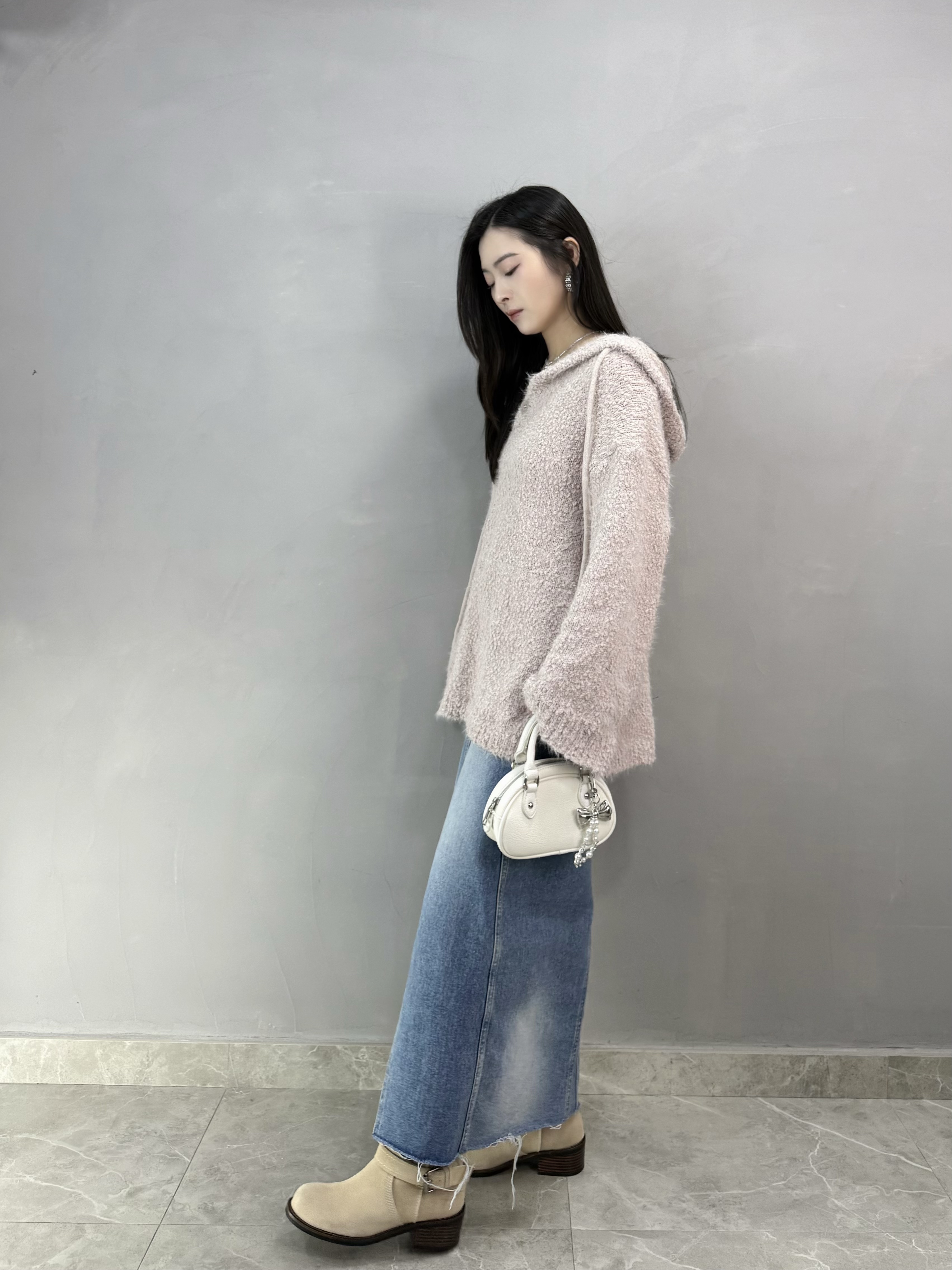 F72 開叉牛仔長裙