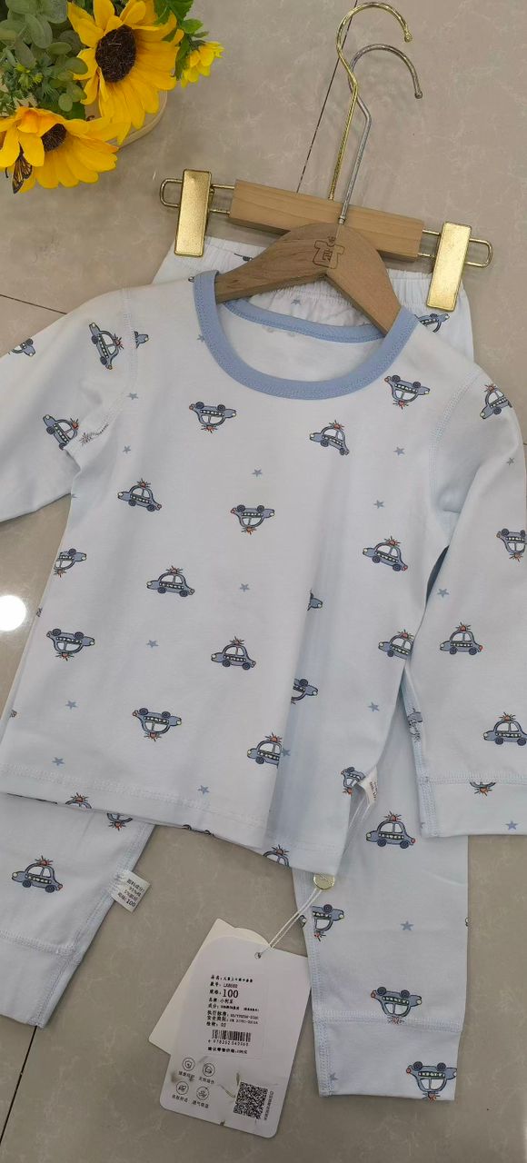 70086501 | Light Blue Police Car Print Long Sleeve Pajama Set