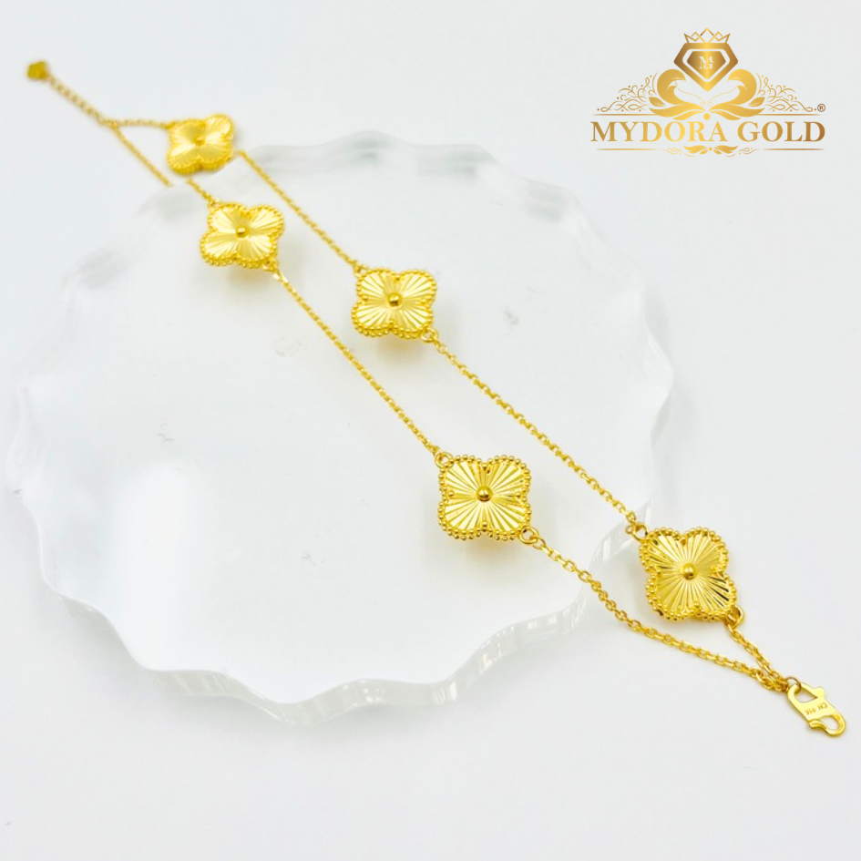 MYDORA Rantai Tangan Sauh Fesyen Double Layer Clover l EMAS 916/22K