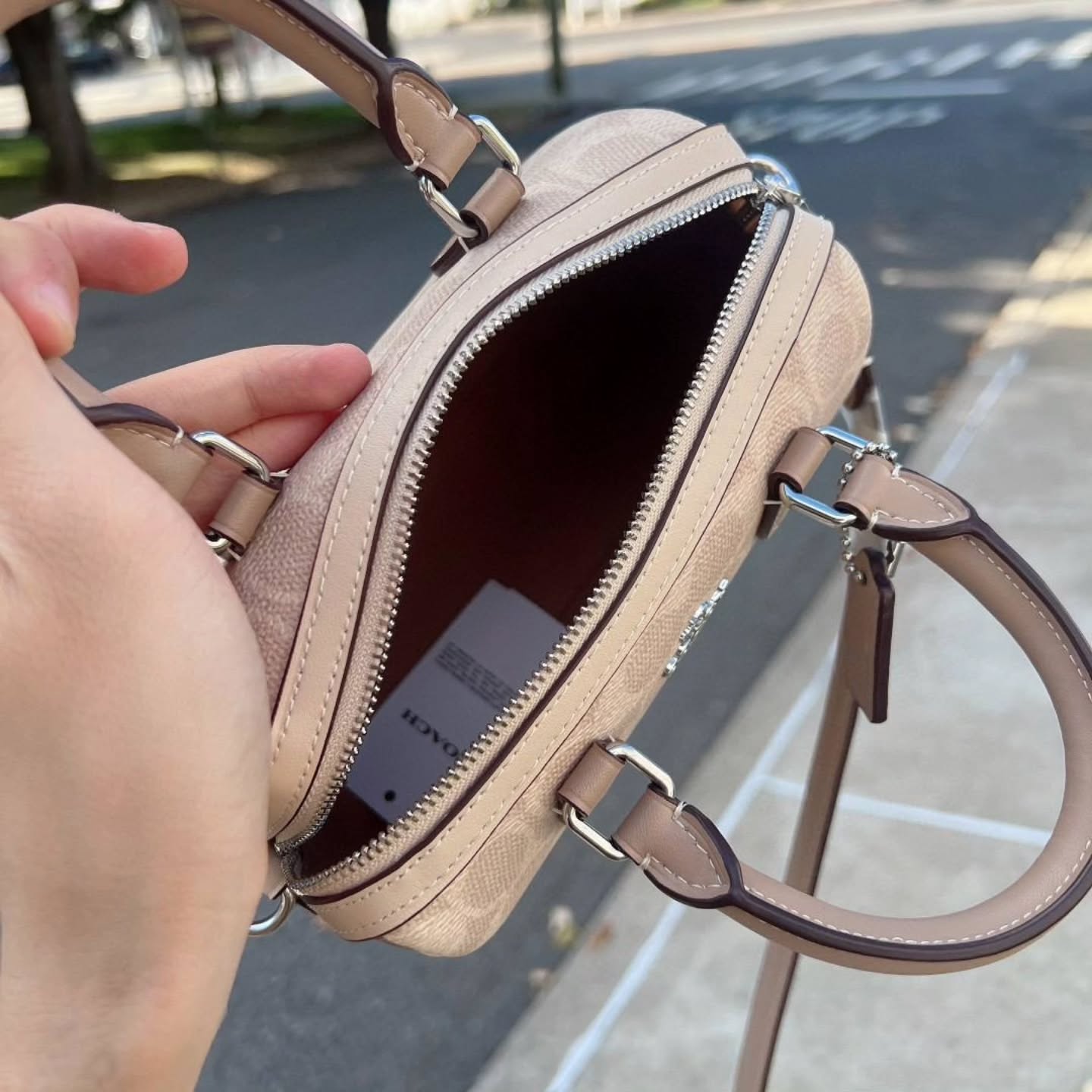 🇯🇵Coach最新Mini迷你Rowan波士顿 新款老花拼色