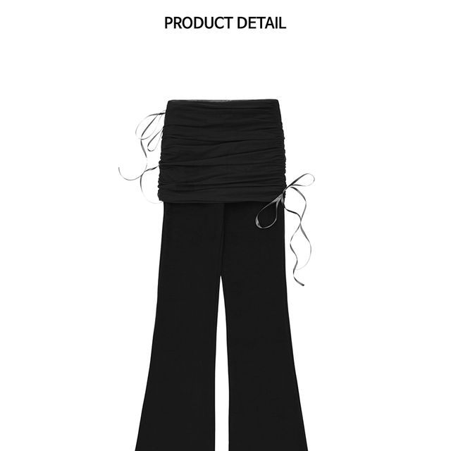 Rose Frantz Sha Layered Boots Cut Pants [Black] | KAZUE