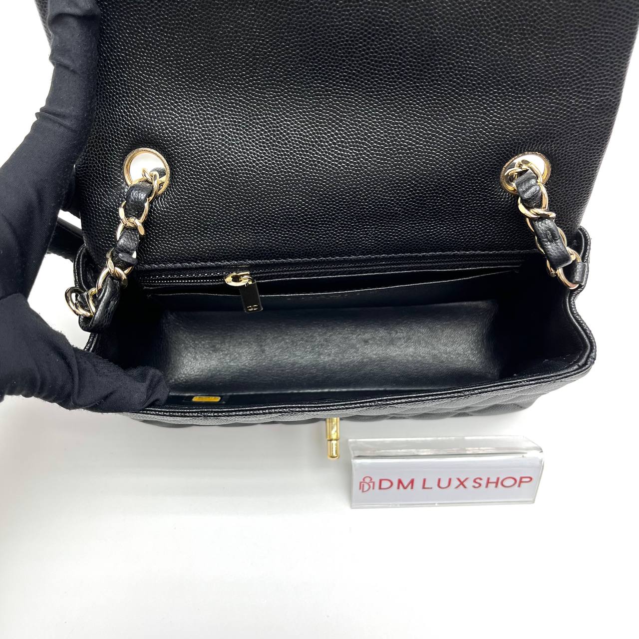 Chanel Black Caviar Mini Rectangular Classic Flap GHW (Serial 26, Y: 2018)