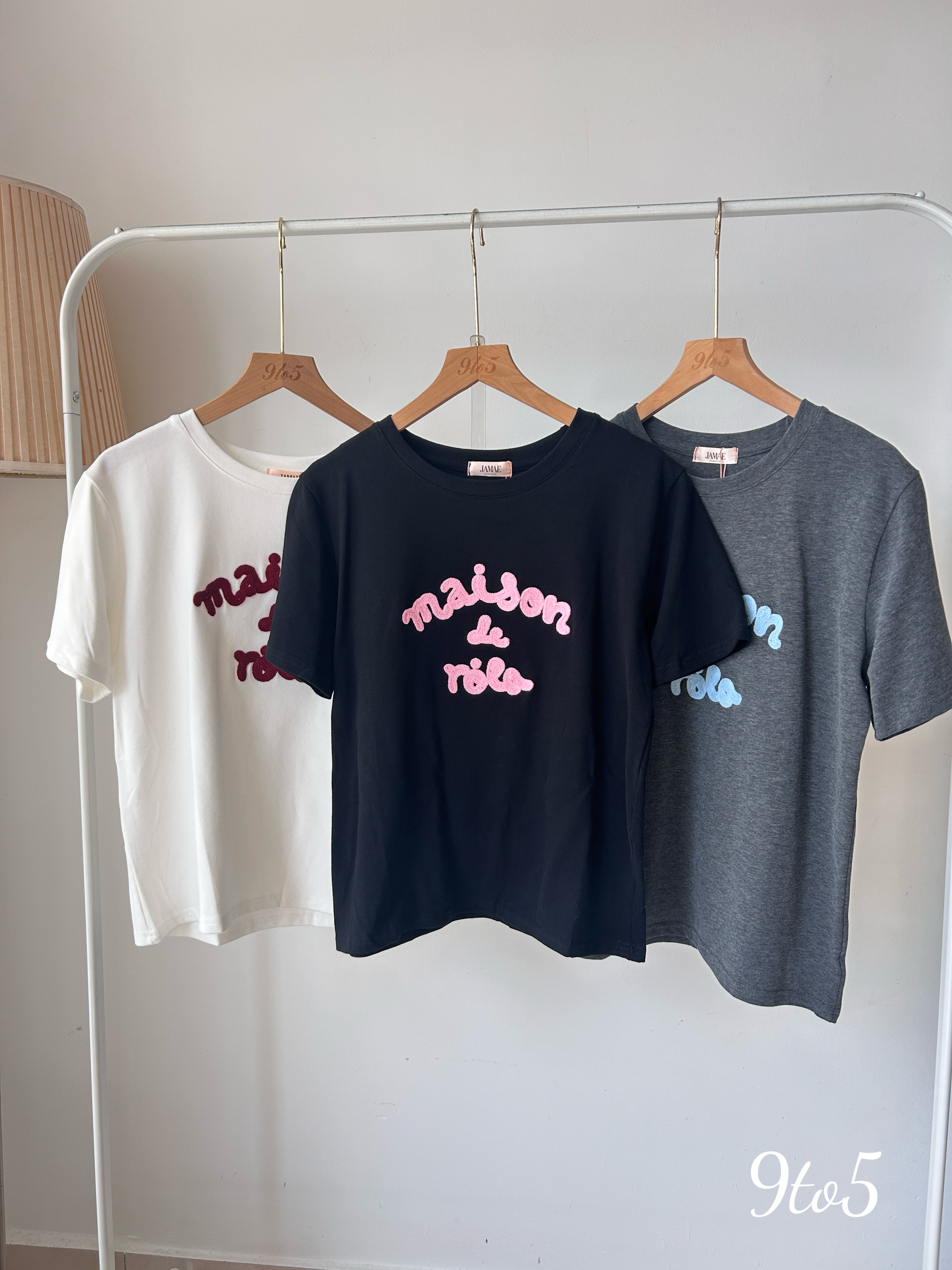 T3923 Casual Embroidery Tee - 3 Colors