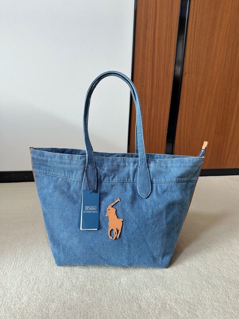 0316 RL Polo Demin Tote Bag 皮質大馬仔🐎牛仔布側孭袋 4月中