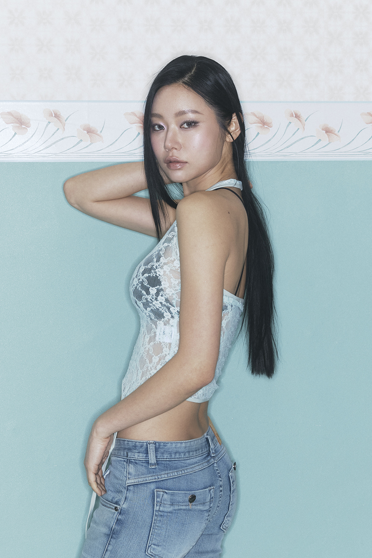 pleaseNOFOLLOW - Lua Garter Lace Halter Sleeveless Top (Mint)