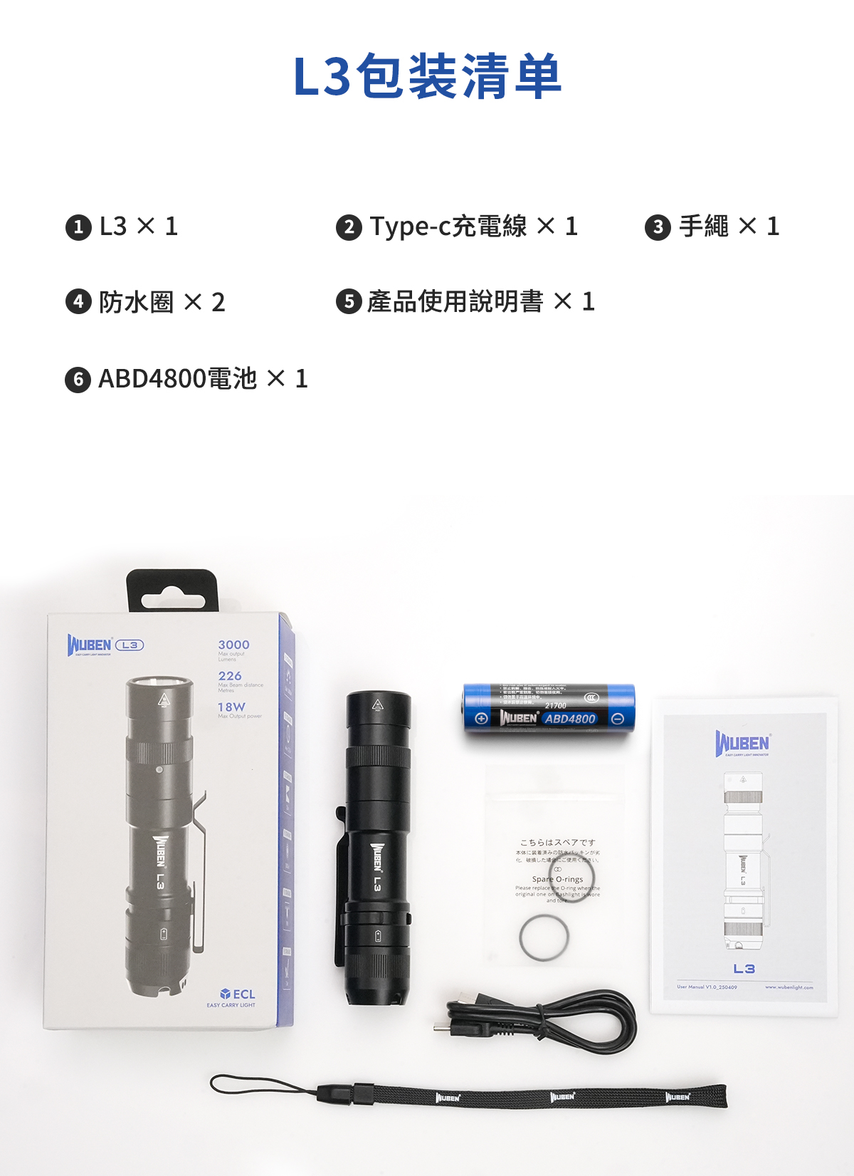 Wuben L3  EDC 手電筒