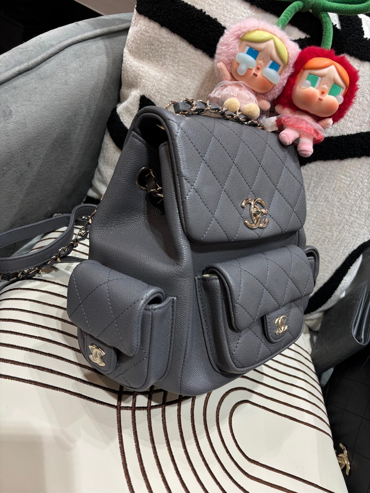 Chanel Duma Backpack AS4398 灰色荔枝牛皮 100%Authentic, 99%New ✅晶片✅Dust bag✅Box