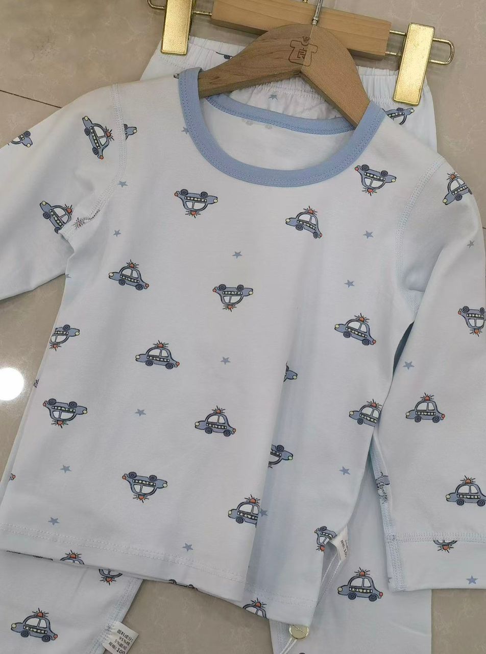 70086501 | Light Blue Police Car Print Long Sleeve Pajama Set