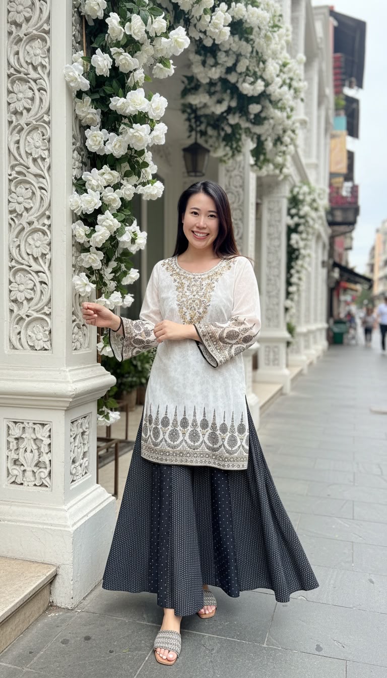 2619 Light Gery Traditional Golden Emb. Kurta