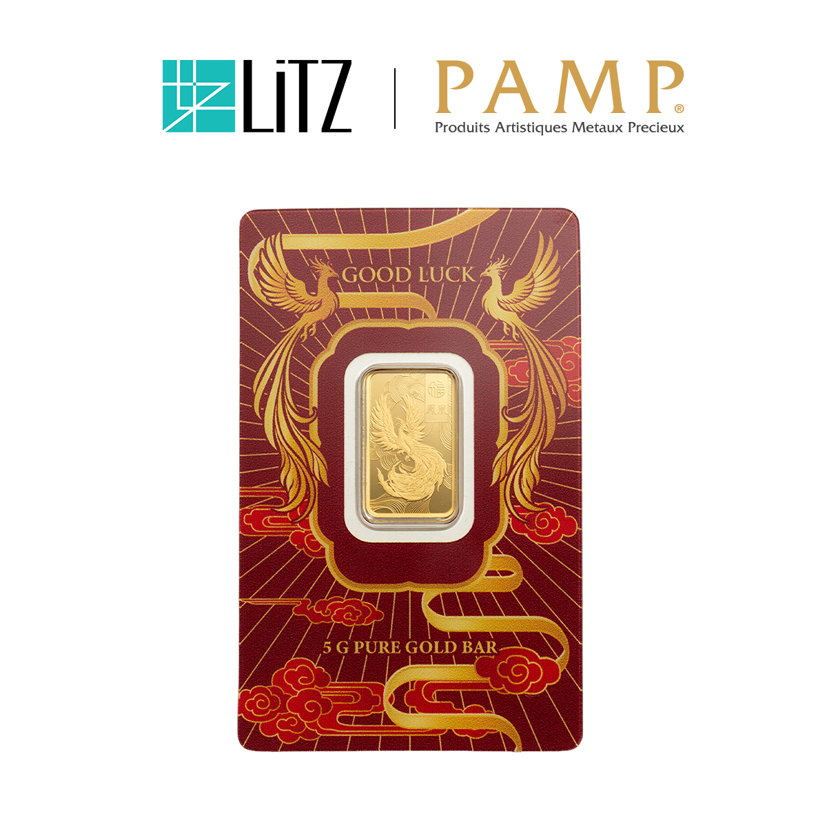 [5 gram] LITZ PAMP Suisse Good Luck Phoenix Limited Edition Gold Bar (999.9) PG078