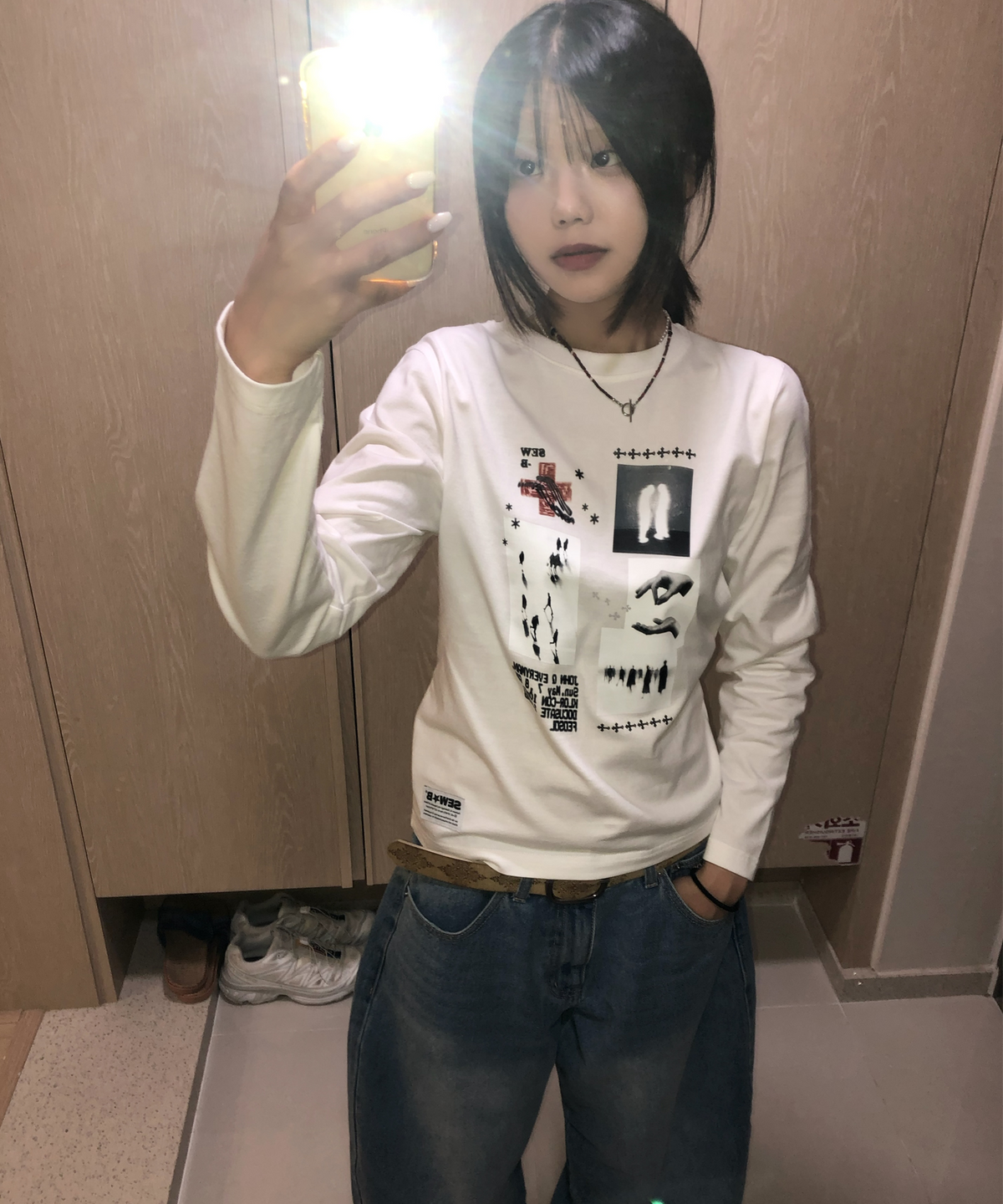 🇰🇷訂購｜SEW-B  25FW｜Semi-crop ooss long-sleeved T-shirt