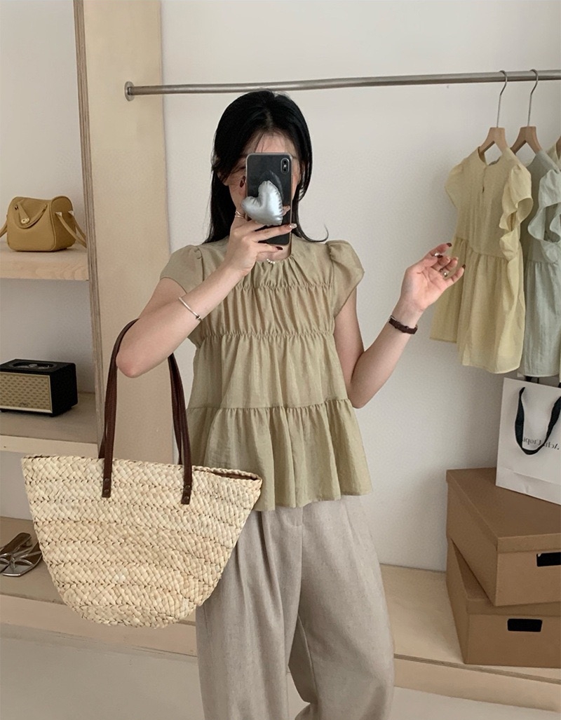 Oni Style Ruffle Blouse 韩系小衫 （ 4 colour ）