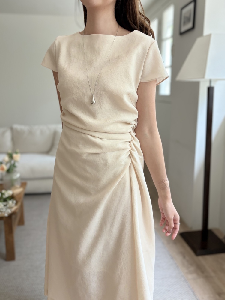 Belle Ruched Dress (Cream)