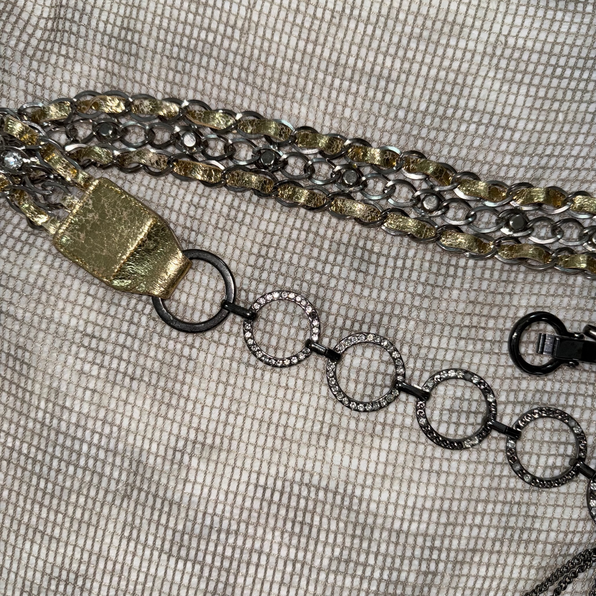 Vintage Braided Mixed-Metal Chain O-Ring Fringe Belt