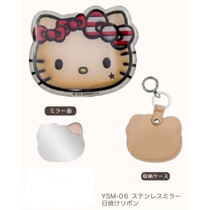 Sanrio 紅白間條黑皮hello kitty 鏡仔