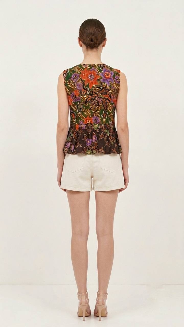 T2768 - Mekar Delima Peplum Batik Top 