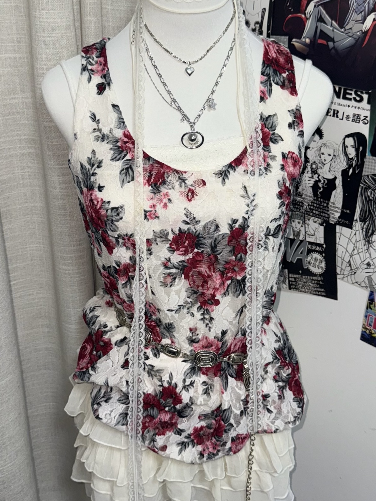 Floral Lace Bubble Hem Top