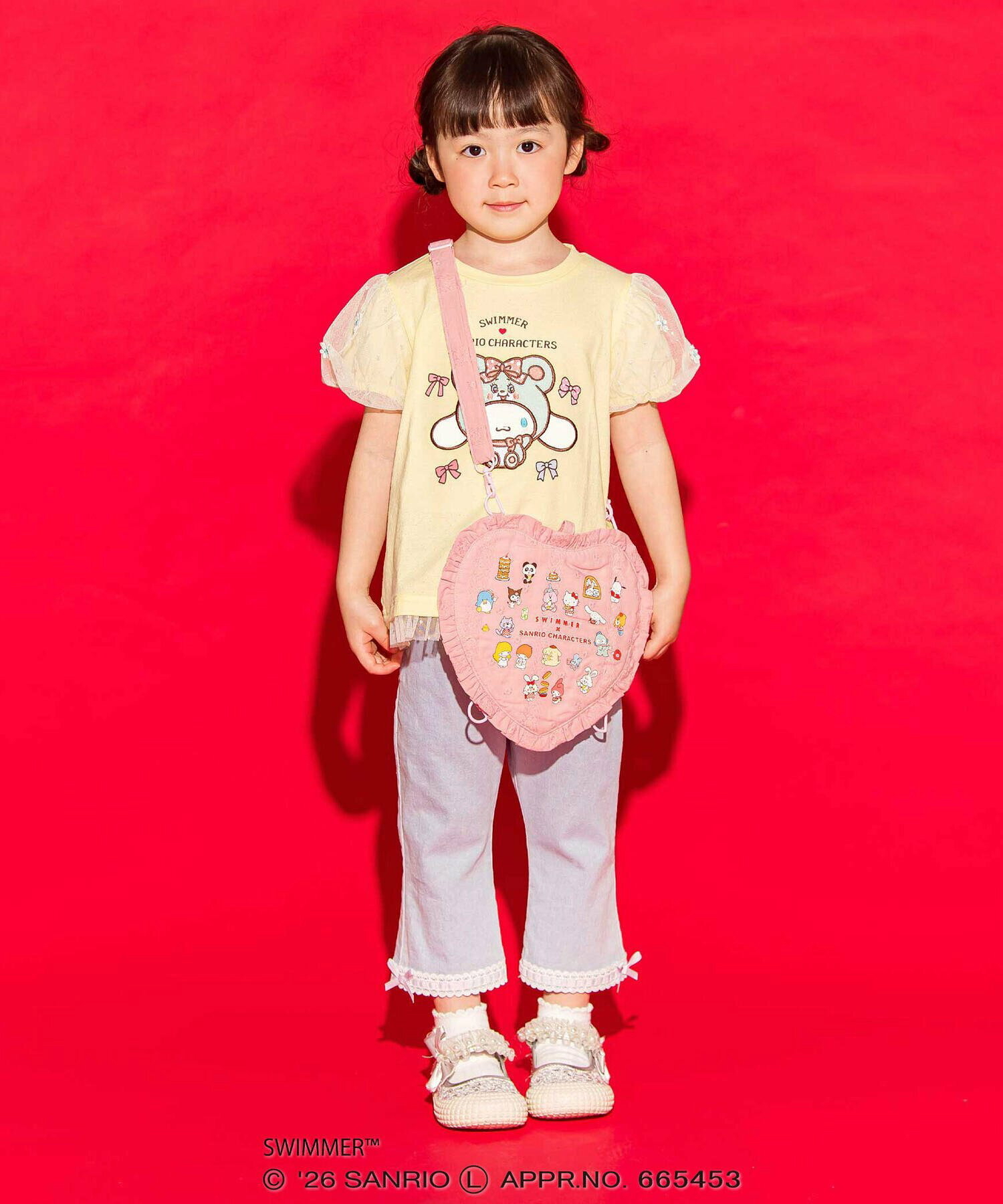 🇯🇵預訂 日本直送🇯🇵Slap Slip x Swimmer x Sanrio系列兩色人物印花荷葉邊愛心背包