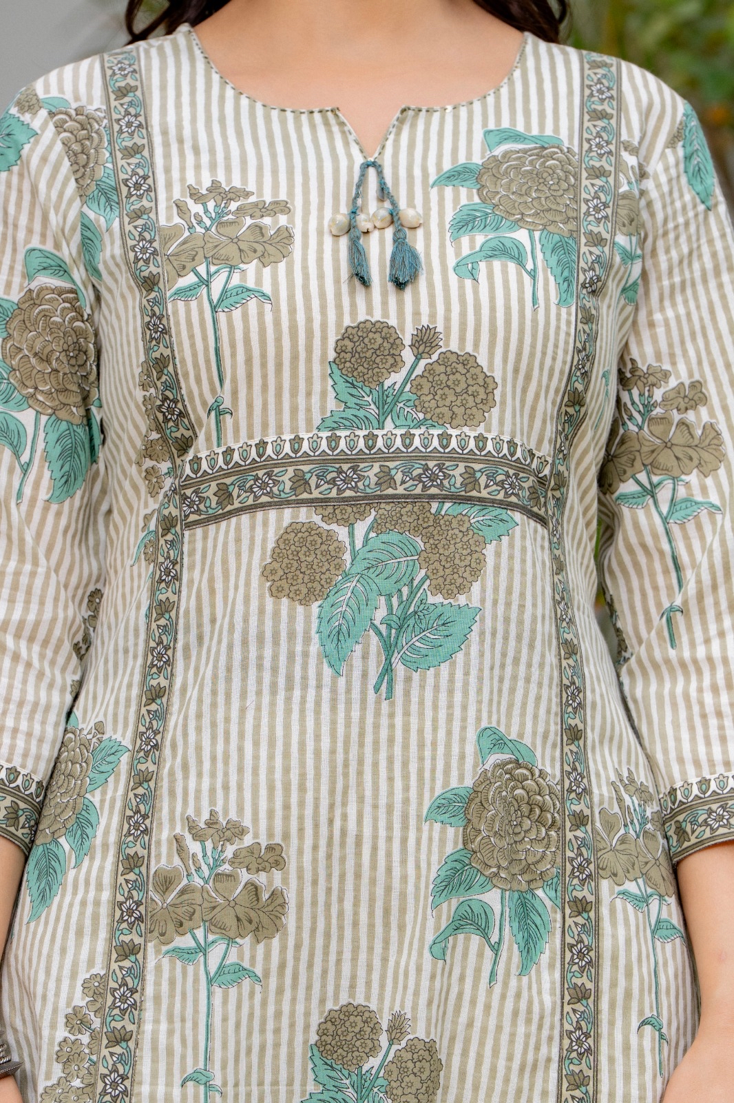 Light Green Floral Print Kurta Set