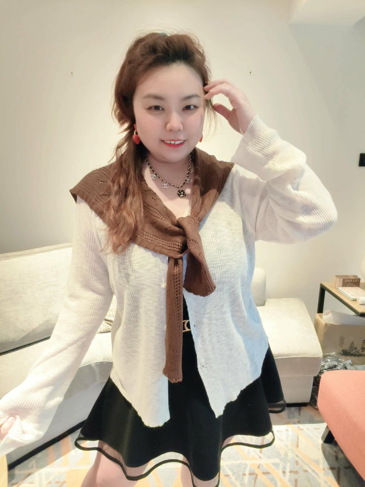 YPB03 058 人字纹镂空钩花小披肩假领子（⚠️不包括上衣）