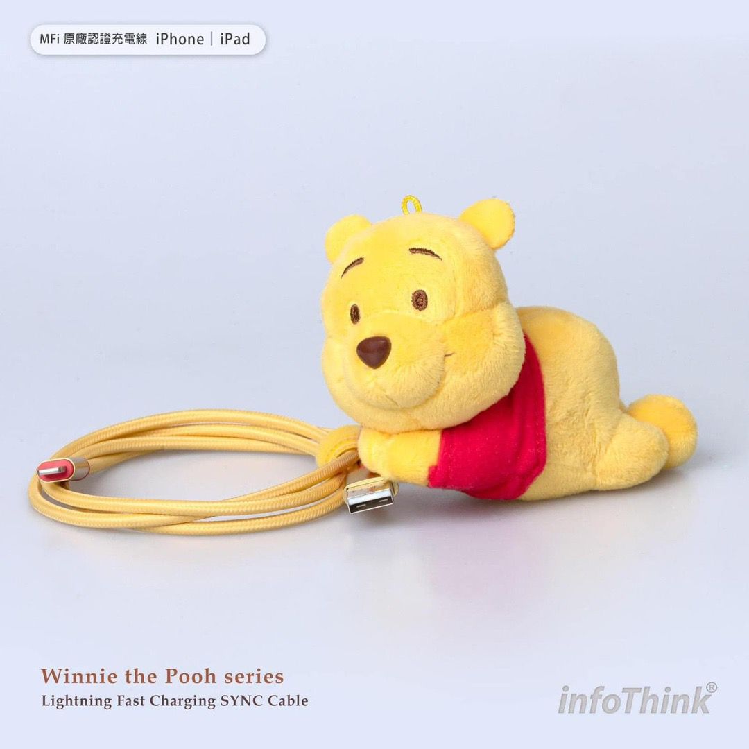 infothink Disney 系列 超可愛絨毛抱抱夾 快充傳輸線(Lightning)