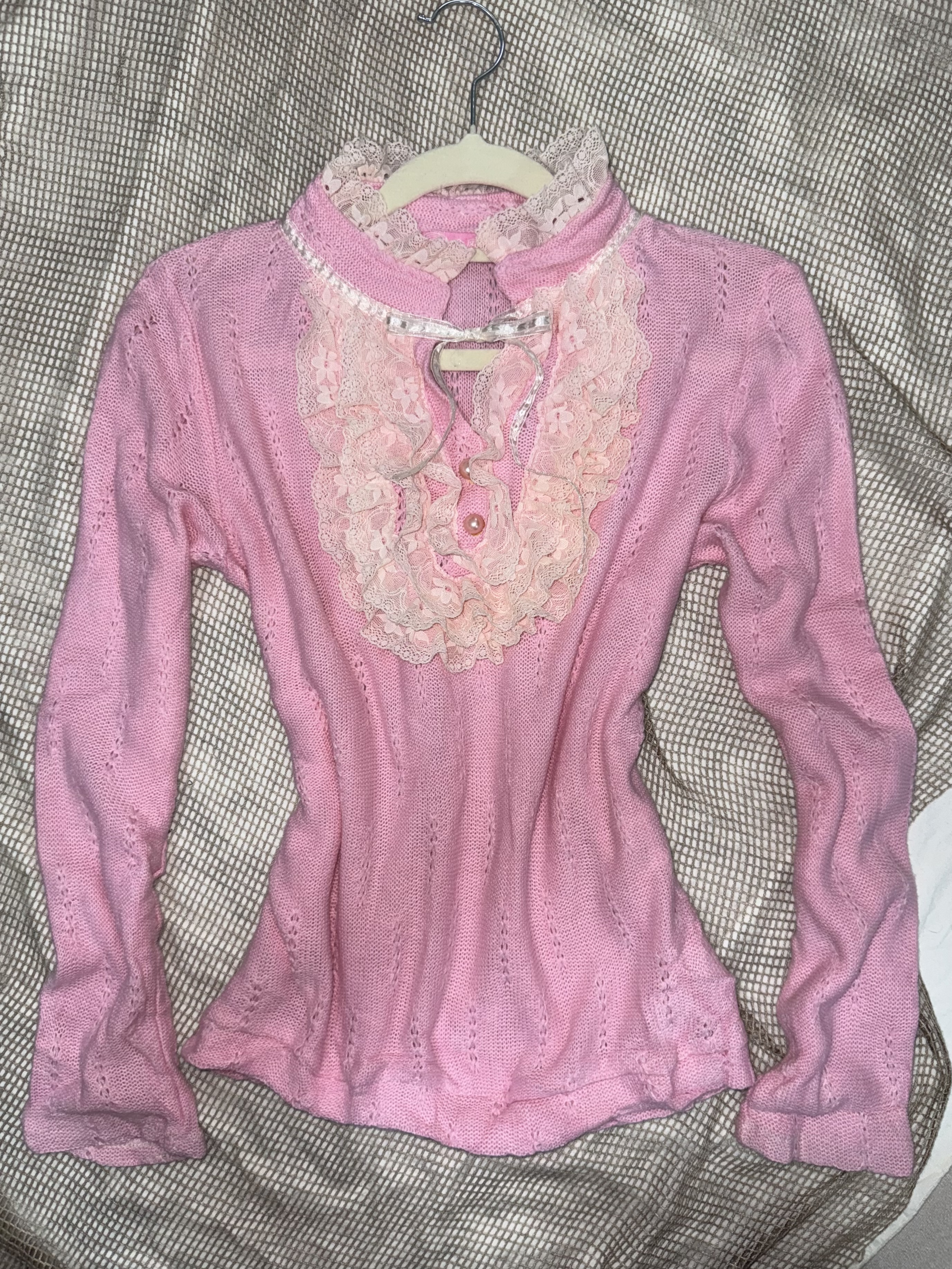 [On Sale] Pink Lace Knitting Sweater